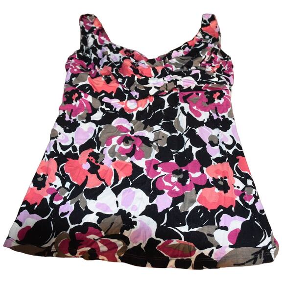 The Limited, Sleeveless Top, V-Neck, Medium, Black, Pink, Floral, LN - Picture 1 of 4